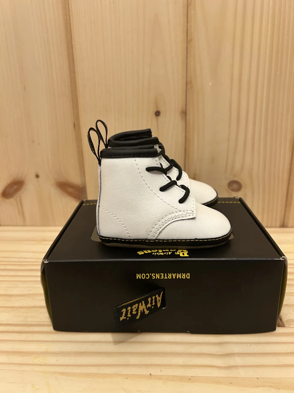 Dr. Martens 1460 Auburn Leather Booties Newborn Size 2 White/Black NEW